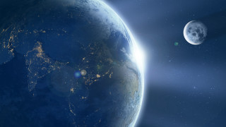 Earth night space aurora moon 2 - a view of the earth free wallpaper