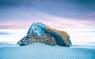 Rock ocean sky clouds land - evaline ness free wallpaper