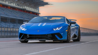 Blue sports car race track 17 - the front of the car free wallpaper