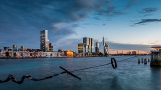 Boat pole city sunset reflection - a long exposure free wallpaper