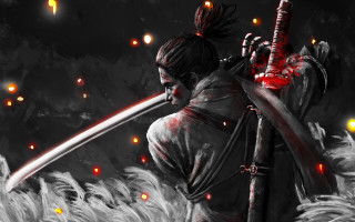 Battlefield bloodied samurai pony tailed - full free wallpaper