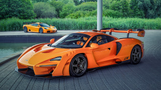 Orange sports car lake panfuturism - nice free wallpaper