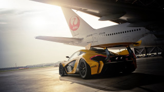 Yellow sports car jet airplane - a yellow sports car free wallpaper