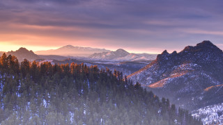 Mountain forest sunset clouds cityscape - crepuscular ray free wallpaper