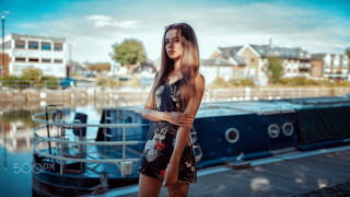 Woman dock boat houseboat blue - a dock next free wallpaper
