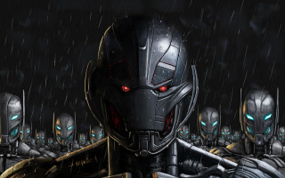 Alien men rain red glowing - their face free wallpaper
