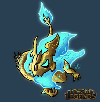 Gold dragon blue water blue - league of legends concept art free wallpaper