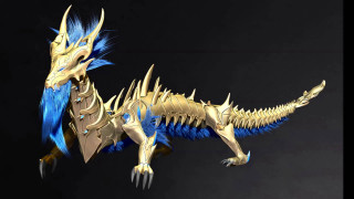 Gold blue dragon statue black - dragon art free wallpaper