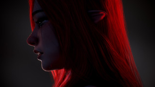 Creepy redhair freckled profile photorealistic - photorealistic lighting free wallpaper
