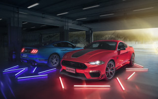 Parking garage neon lit cars - a parking garage free wallpaper