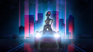Futuristic woman neon city cyberpunk 7 - a neon light behind her free wallpaper
