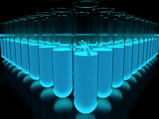 Blue tubes liquid spoon black - bioluminescence free wallpaper