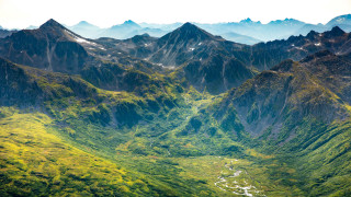 Valley mountains river forest grass - a view of a valley free wallpaper