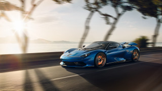 Blue sports car ocean road - a blue sports car free wallpaper for desktop