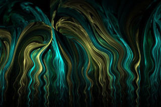 Abstract green yellow swirly background - fractal free wallpaper