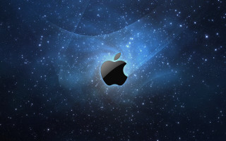Apple starfield abstract aurora city - blue background free wallpaper