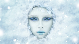 Blue eyes white makeup snow - winter free wallpaper