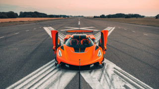 Orange sports car runway futurism - its door free wallpaper