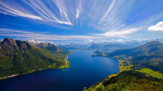 Lake mountains blue sky clouds 22 - carl gustaf pilo free wallpaper