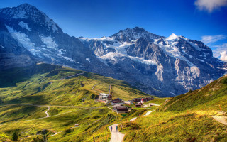 Mountain road house landscape blue - ada hill walker free wallpaper for desktop