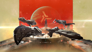 Futuristic ships red wall space - a red wall free wallpaper