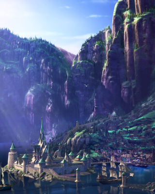 Fantasy landscape castle mountain lake - matte painting free wallpaper