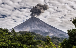 Volcano smoke cloudy sky forest - a cloudy day free wallpaper