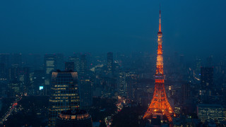 Tall tower city lights night - night time in a city free wallpaper