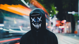 Skull mask hoodie ocean sunset - a black mask free wallpaper