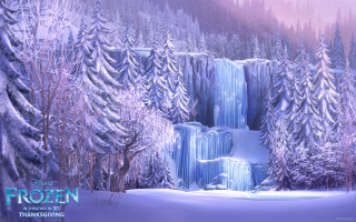 Frozen waterfall forest winter nature - covered ground free wallpaper