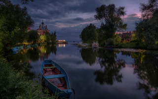 Boat water night castle mystical - mystical free wallpaper