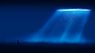 Blue light man sky moon - an gyeon free wallpaper for desktop