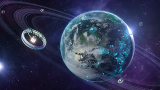 Space station satellite planet rings - ring free wallpaper