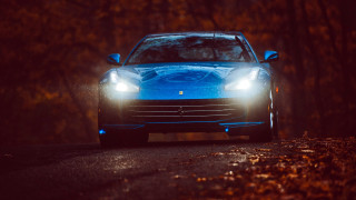 Blue sports car night headlights - headlight free wallpaper