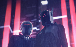 Futuristic rain costumes city night - costume free wallpaper