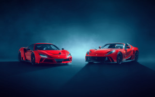 Red sports cars smoke dark - smoke behind them free wallpaper
