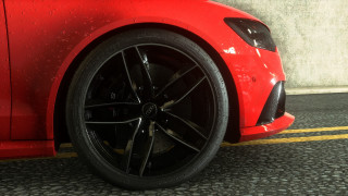 Red sports car rain drops - photorealistic lighting free wallpaper