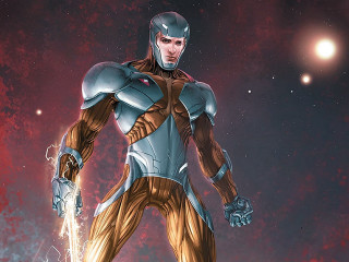 Man space suit red black - panfuturism free wallpaper