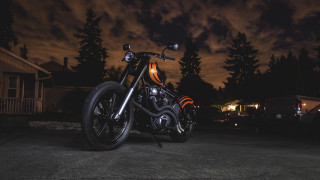 Motorcycle driveway night cloudy house - ed roth free wallpaper