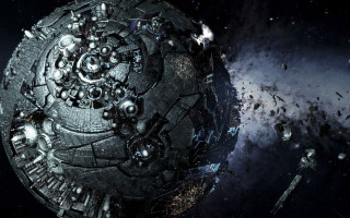 Space station debris aurora moon - a space station free wallpaper