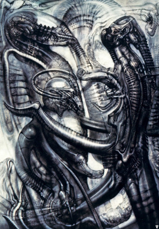 Giant alien creature large head - a charcoal drawing free wallpaper