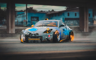 Car smoke street building auto - painted free wallpaper