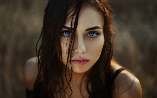 Woman blueeyes longhair field gothic - dry free wallpaper