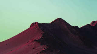 Red mountain green sky minimalist - a green sky free wallpaper