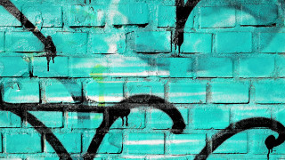 Blue brick wall graffiti green - graffiti paint free wallpaper