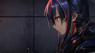 Cyberpunk aya goda cyborg red - a sword in a room free wallpaper