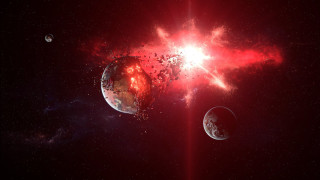 Red star two planets space - two planet free wallpaper
