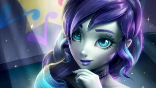 Cartoon girl blue hair star - pop surrealism free wallpaper