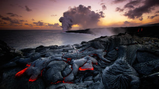 Lava ocean sunset mountain fire - lava free wallpaper