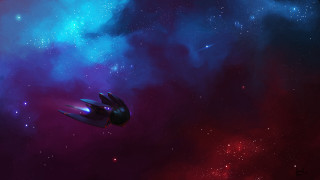 Galaxy spacecraft stars clouds anton - a space ship free wallpaper